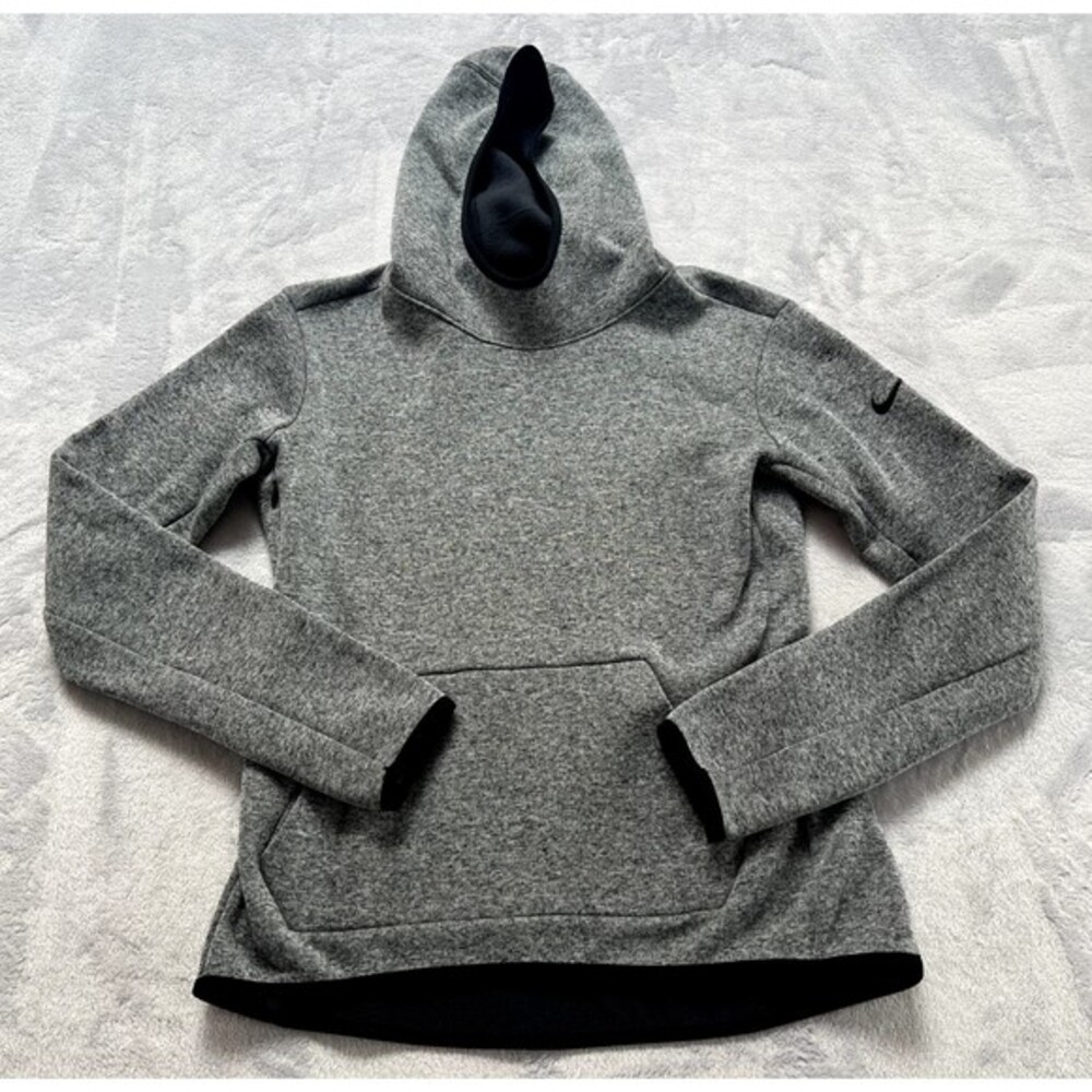 Nike Hoodie Womens‎ Small Gray Dri Fit Pullover Sweatshirt Athletic Thumbholes